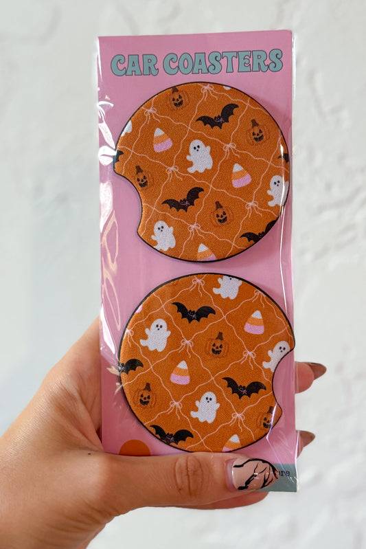 Halloween Diamond Icons Pattern Car Coasters