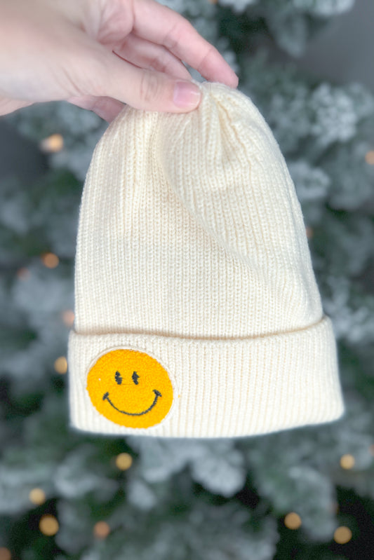 You Make Me Smile Beanie, White