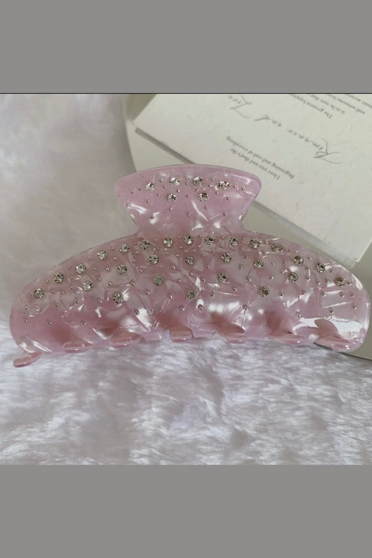 Life of Luxury Rhinestone Hair Claw Clip, Pink