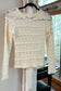 Lady Lux Ruffles Detail Flower Lace Sheer Top, Cream
