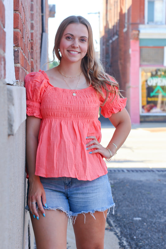Ready For Vacay Top, Coral