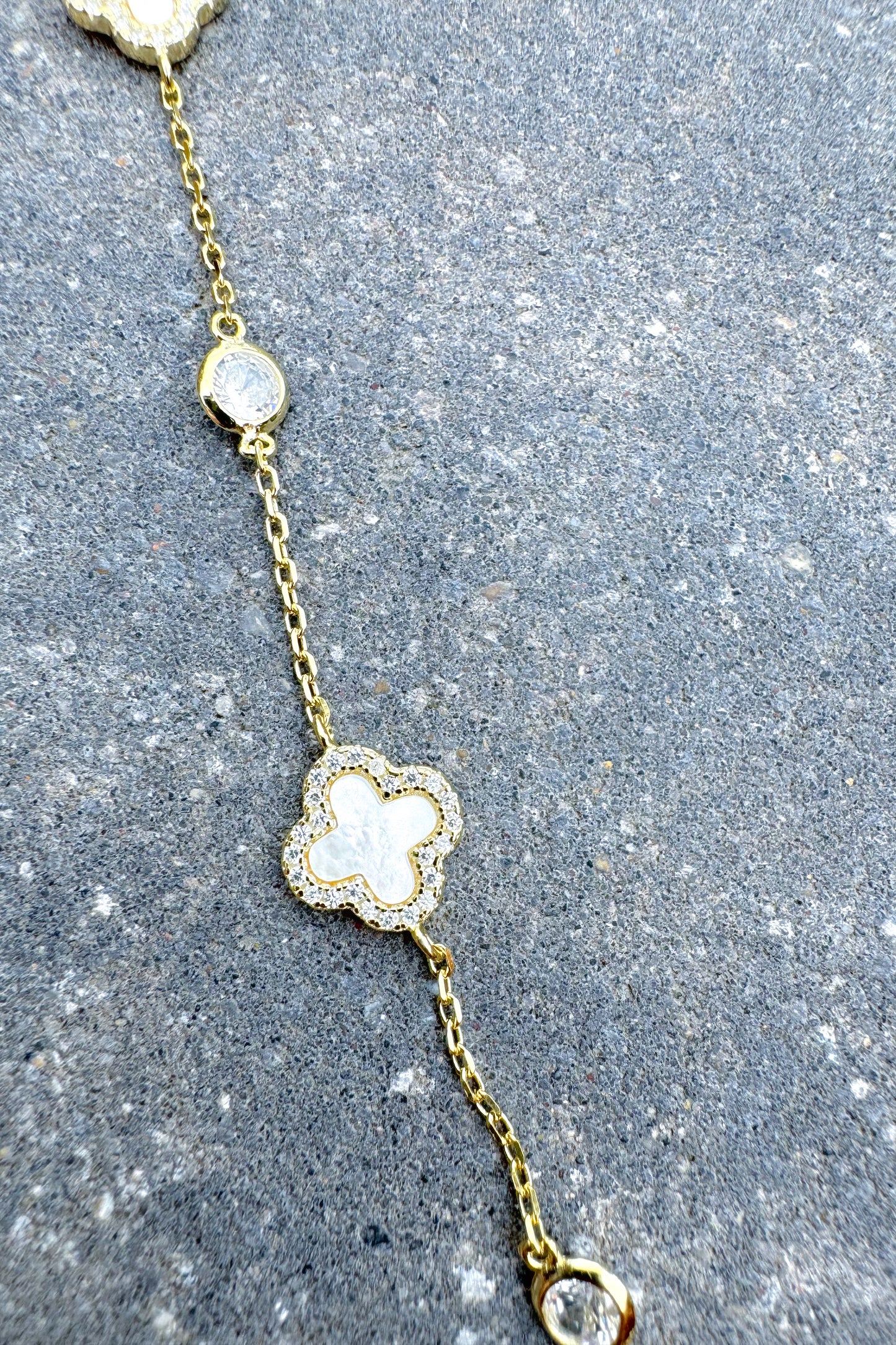 Sterling Silver Clover Charm Necklace, Gold