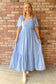 Just Say Yes Pleated Polka Dot Maxi Dress, Blue