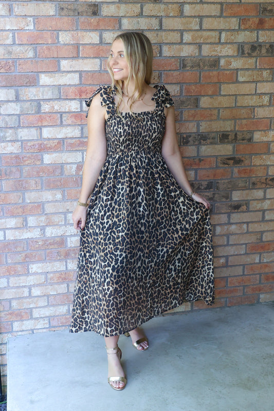 So Charming Leopard Printed Midi Dress