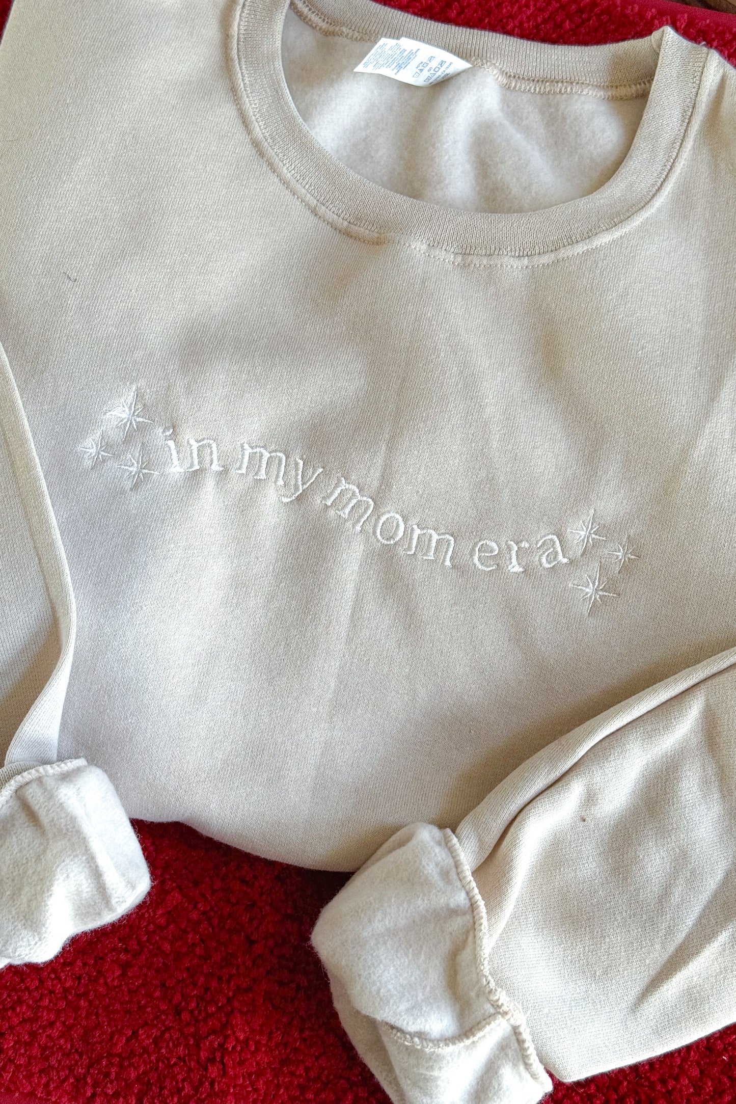 In My Mom Era Embroidered Crewneck Sweatshirt, Sand