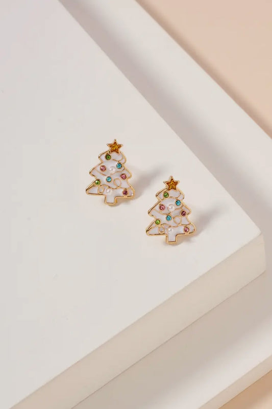 Christmas Tree Enamel Stud Earrings