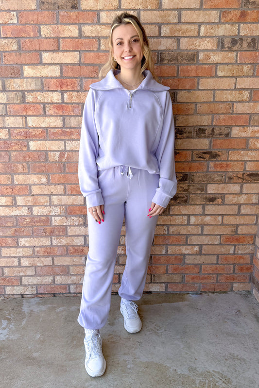 New Horizons Quarter Zip Pullover and Jogger Modal Travel Set, Lavender