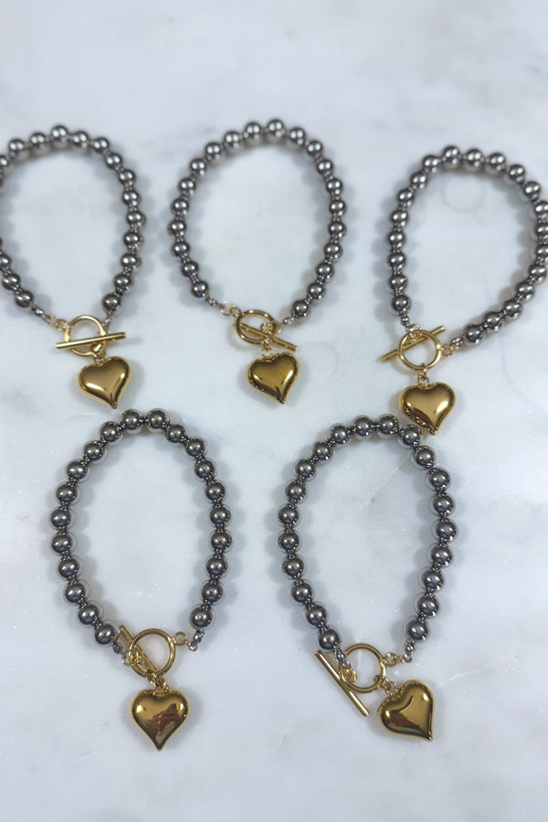 Raissa 18K Gold Plated Stainless Steel Two Tone Heart Bracelet