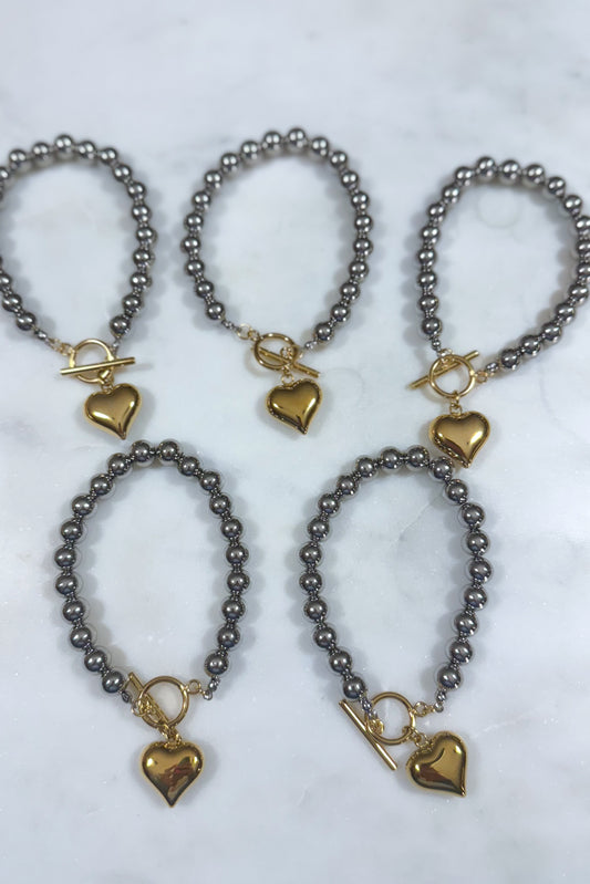 Raissa 18K Gold Plated Stainless Steel Two Tone Heart Bracelet