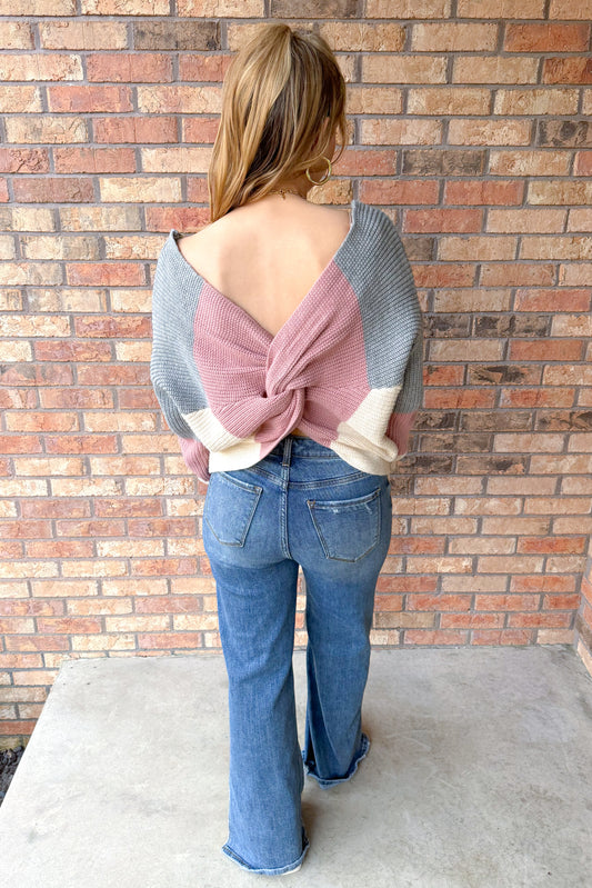 Fun & Flirty Sweater, Grey/Mauve/White