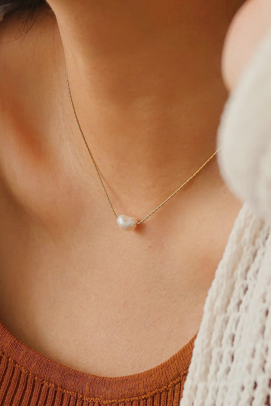 Layla 18K Gold Plated Stainless Steel Natural Pearl Necklace, Gold