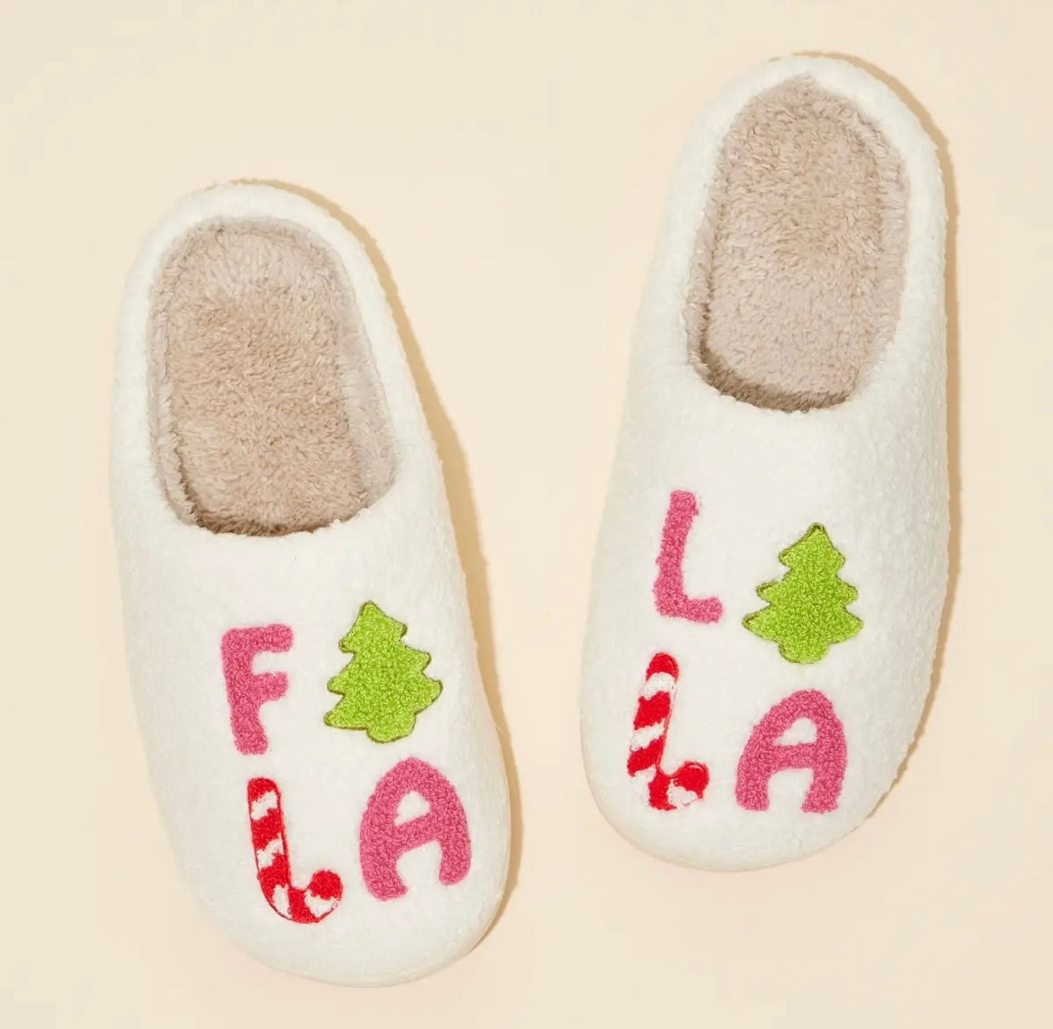 ‘Falalala’ Tree Fuzzy Slippers