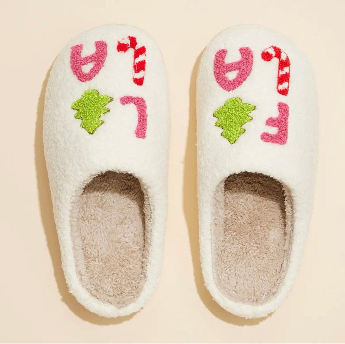 ‘Falalala’ Tree Fuzzy Slippers