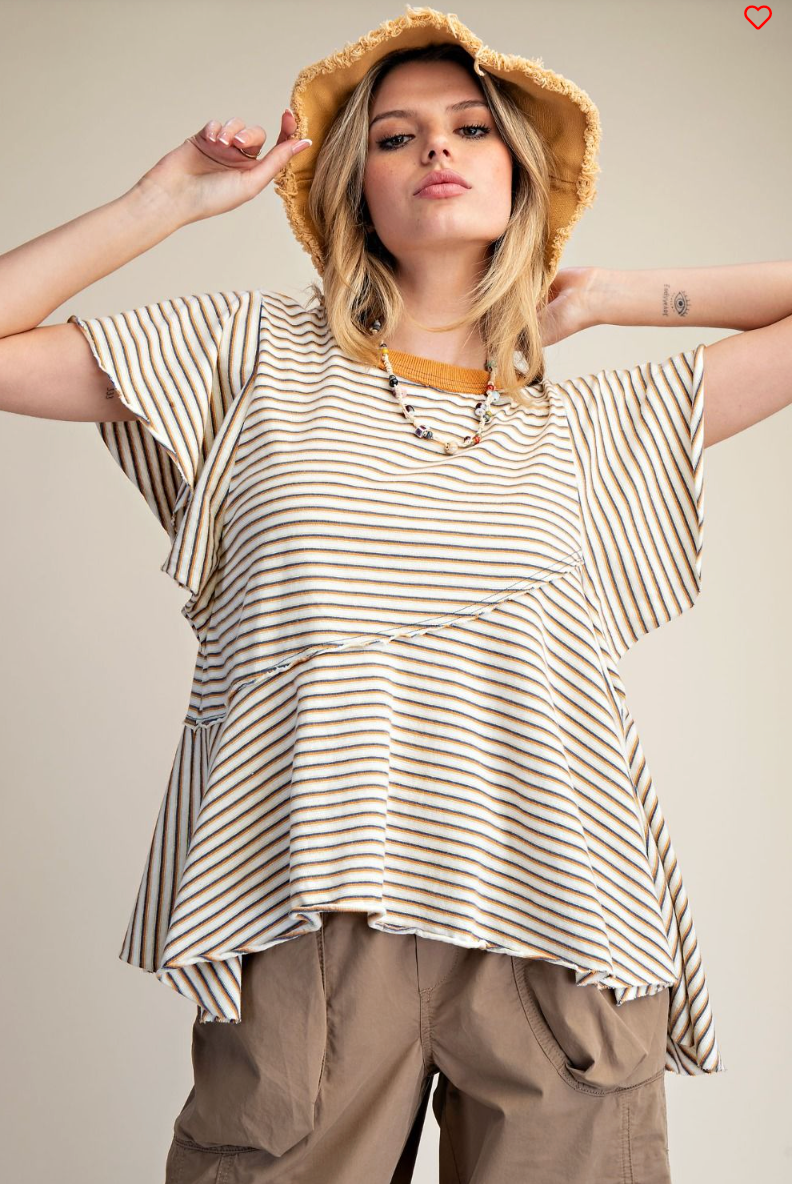 Drift Away With Me Top, Camel/Teal