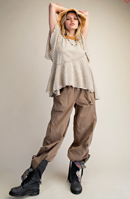 Drift Away With Me Top, Camel/Teal