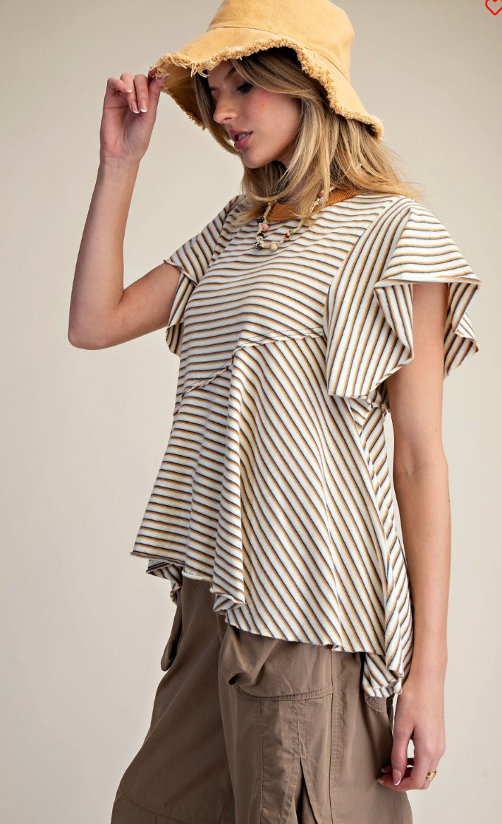 Drift Away With Me Top, Camel/Teal