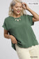 Run to You Scallop Hem Linen Blend Curvy Top, Palm Green
