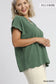 Run to You Scallop Hem Linen Blend Curvy Top, Palm Green