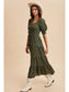 Jolene Smocked Tiered Maxi Dress, Forest Green
