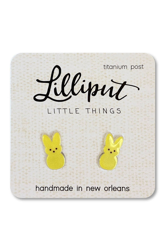 Marshmallow Easter Bunny Earrings, Yellow