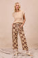 Born For Bold Washed Checker Board Printed Braided Waist Belt Pants