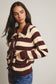 Coffee Date Striped Knit Peter Pan Collar Cardigan, Mocha