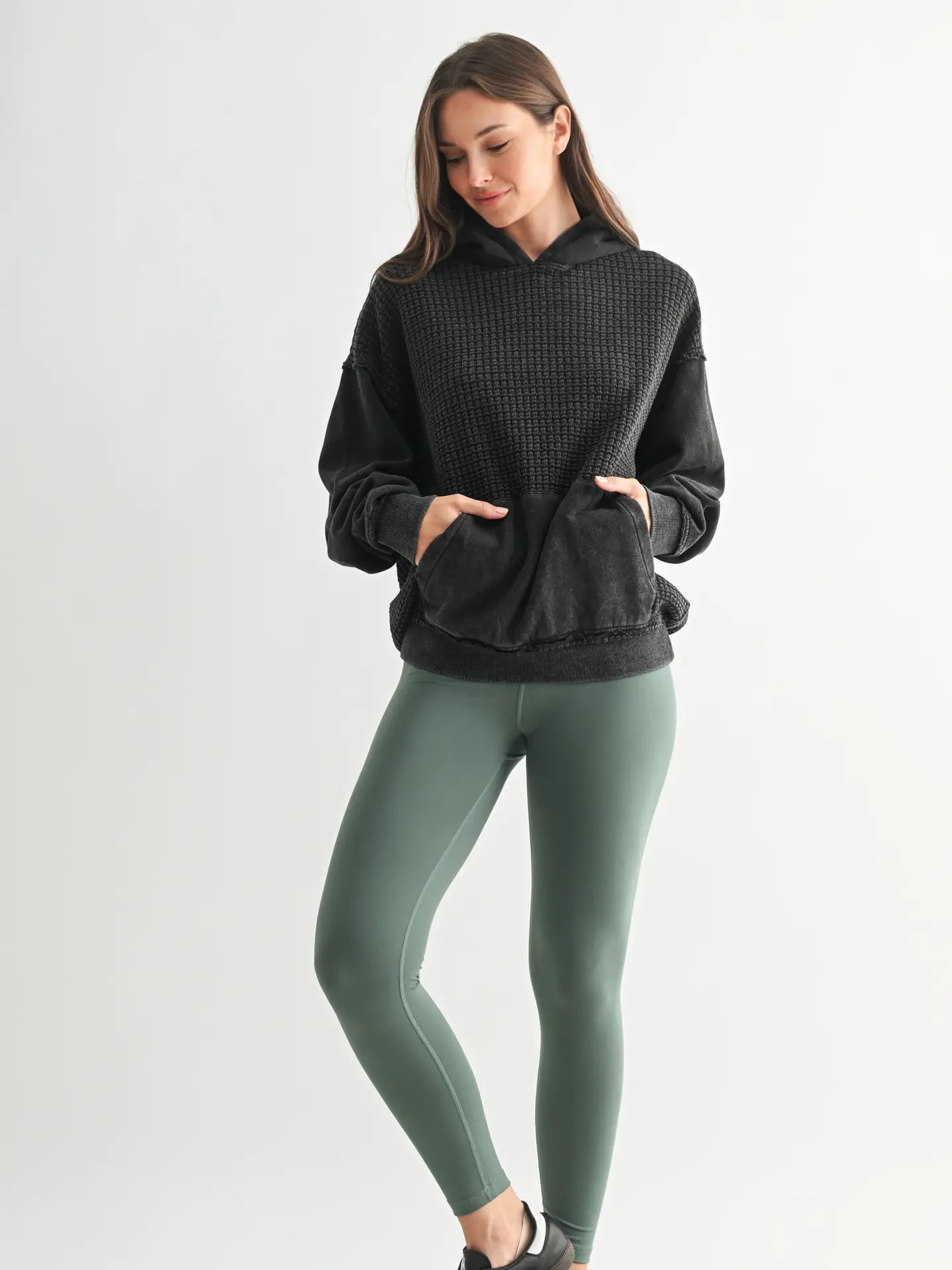 Perfect Weekend Duality Waffle Knit Hoodie