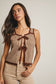 Cute as Ever Tie-Front Striped Knit Vest, Mocha