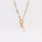 Just Have Faith 18K Gold Plated Stainless Steel Charm Holder Necklace Set, Gold