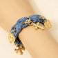 Mixed Cross And Heart Floral Charms Denim Braided Bracelet, Gold