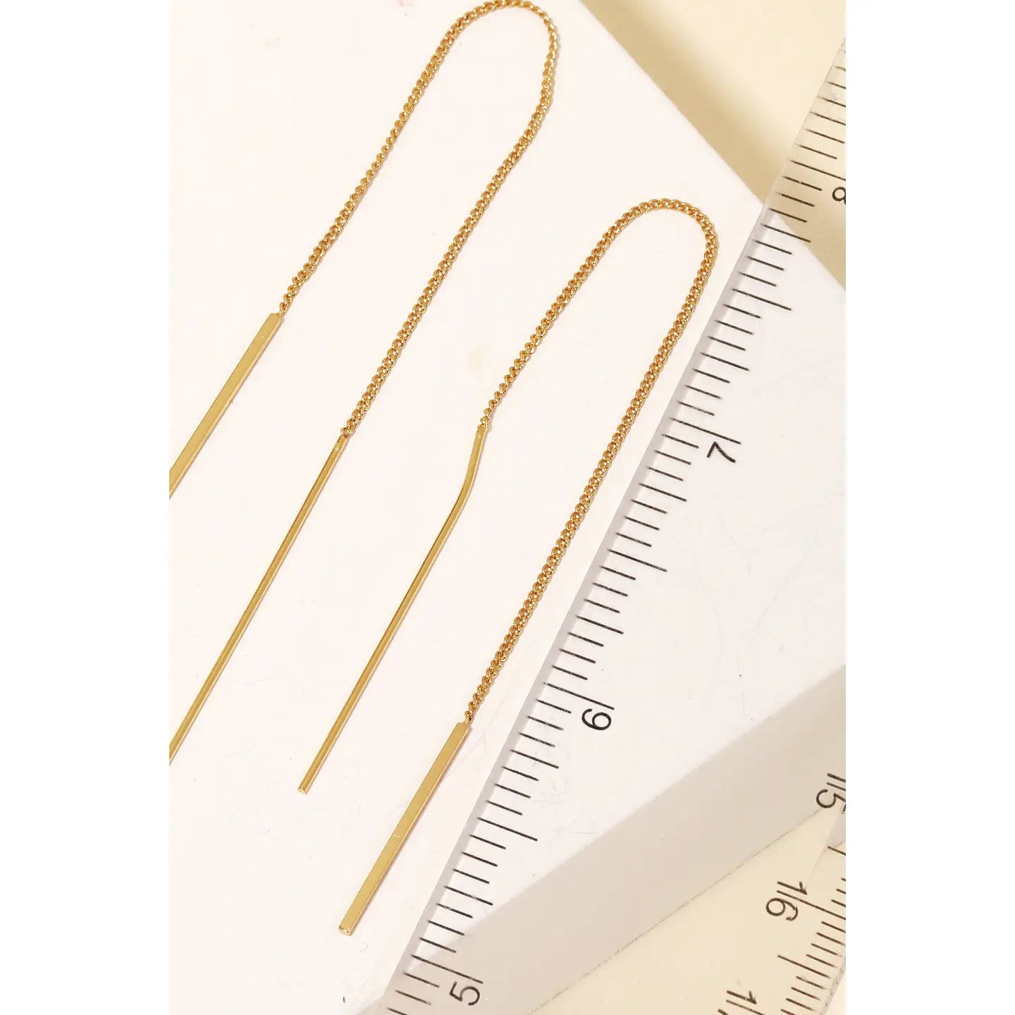 Delicate Bar Threader Earrings, Gold