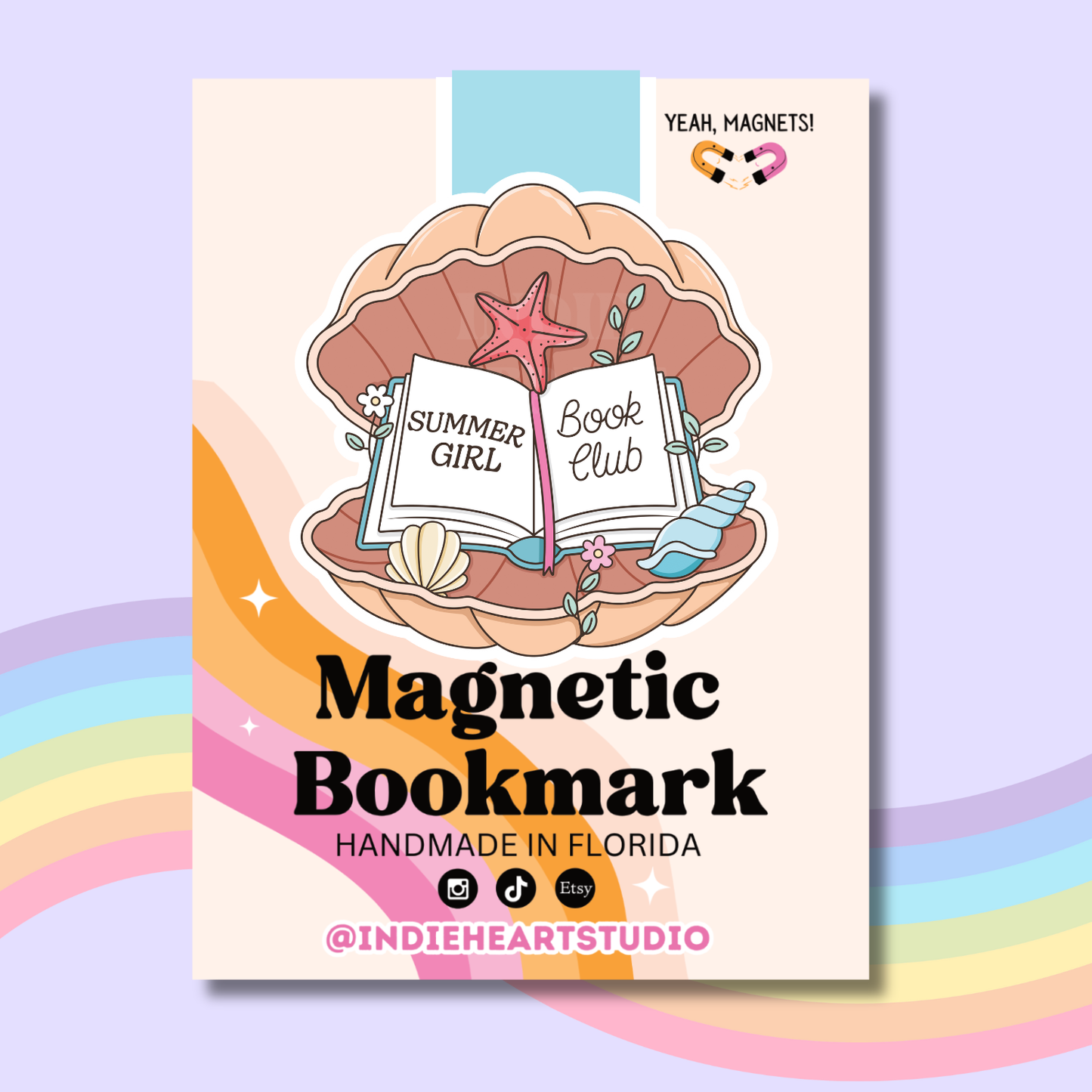 Summer Girl Book Club Shell Magnetic Bookmark 