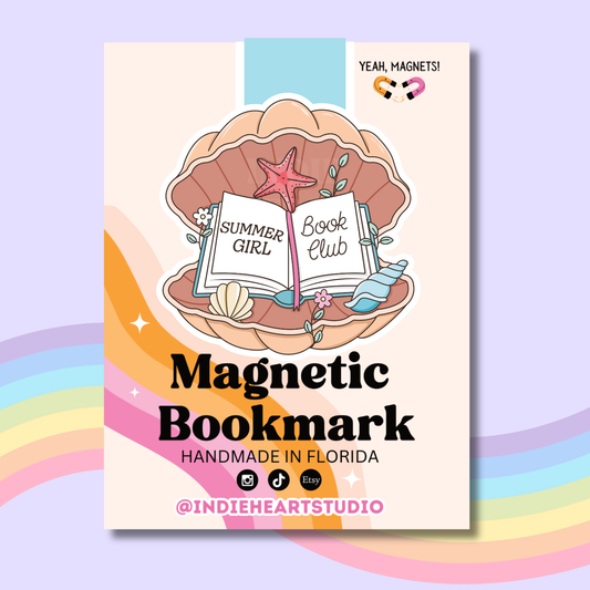 Summer Girl Book Club Shell Magnetic Bookmark 