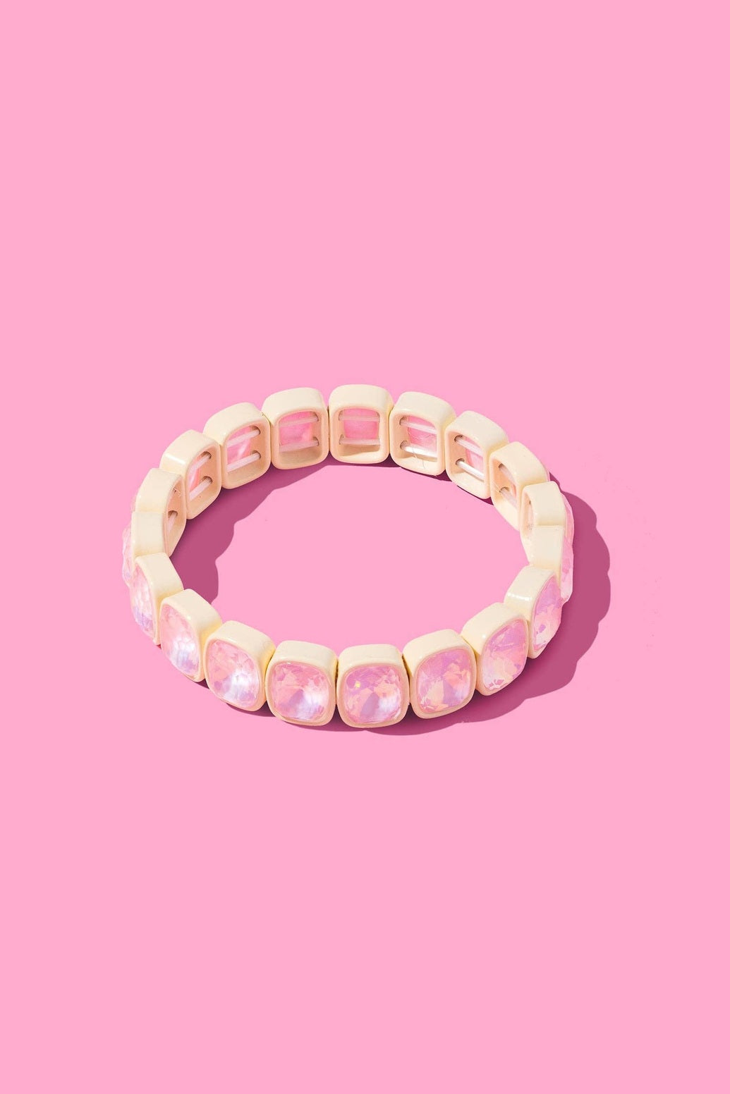 Layla Enamel Stretch Bracelet, White