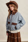 The Scenic Route Contrast Trim Western Utility Jacket, Dusty Blue
