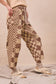 Born For Bold Washed Checker Board Printed Braided Waist Belt Pants