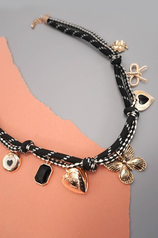 Double Cord Charm Necklace