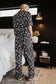 Early Mornings Bow Print Pajama Set, Black