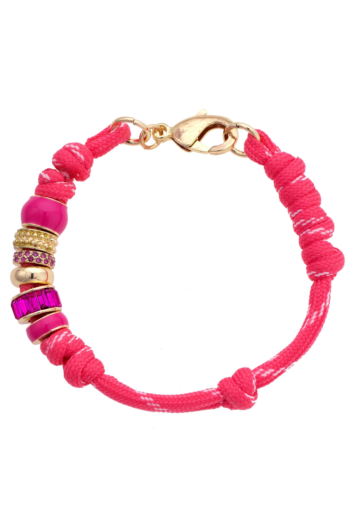 Lottie Multi Bead Paracord Bracelet, Fuchsia