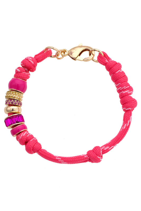 Lottie Multi Bead Paracord Bracelet, Fuchsia
