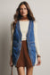 Meet Me There Braided Trim Denim Vest, Blue Haze