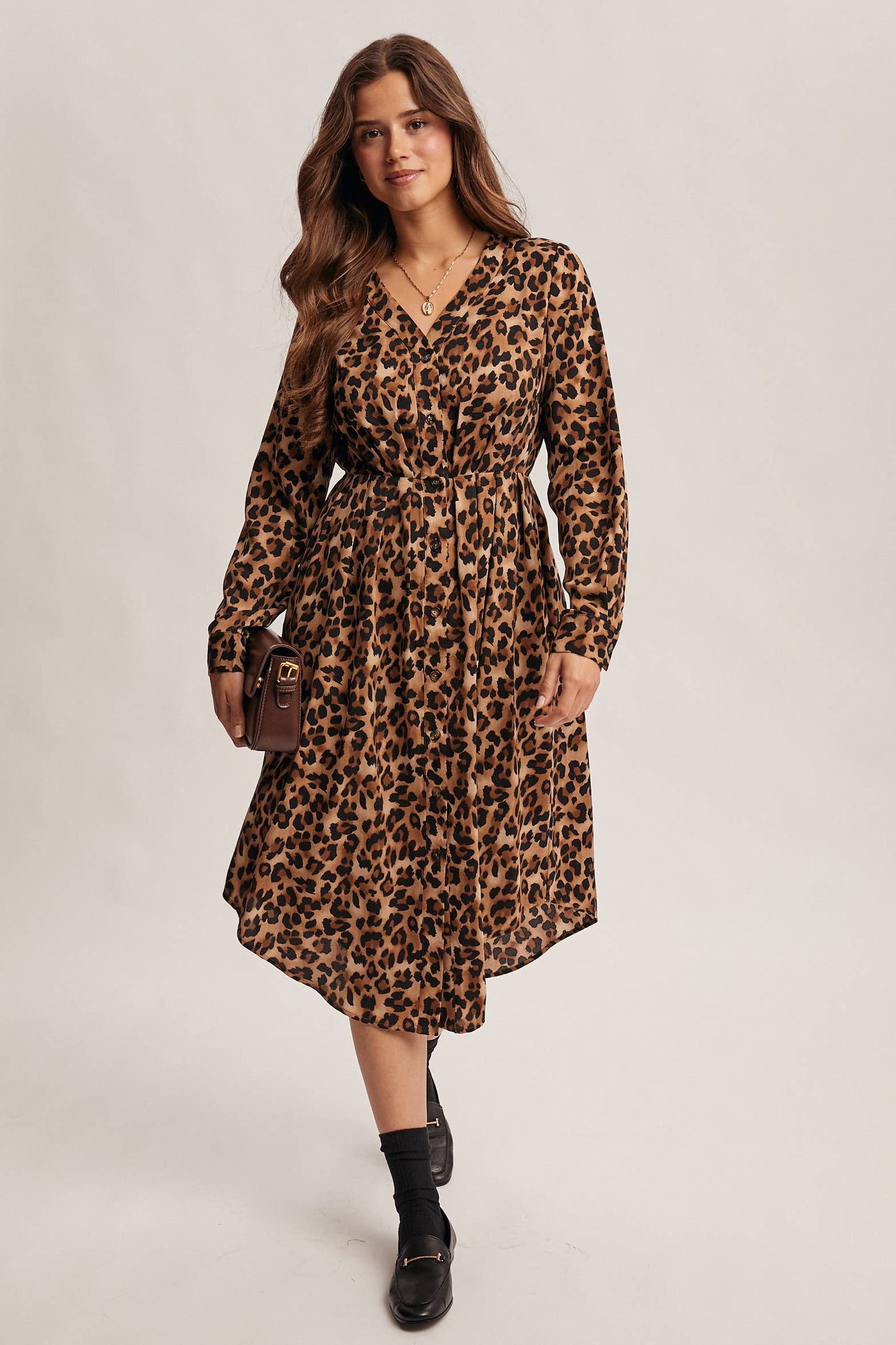 Wild Romance Leopard Print Button-Front Cardigan/Midi Dress