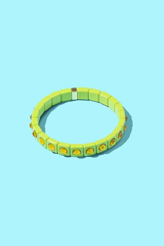 Maeve Enamel Stretch Bracelet, Lime