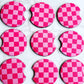 Pink Checkerboard Design Car Coasters
