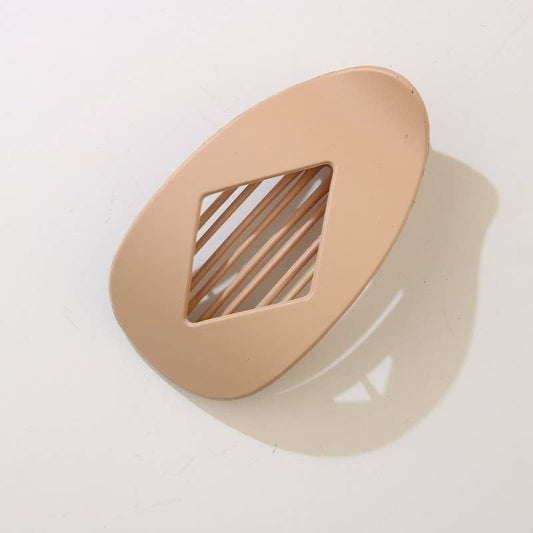 Jumbo Lay Flat Oval Hair Claw Clip, Beige