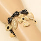 Cross And Heart Charms Bandana Bracelet, Gold/Black