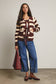 Coffee Date Striped Knit Peter Pan Collar Cardigan, Mocha
