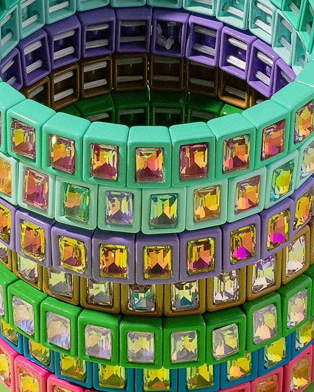 Penelope Enamel Stretch Bracelet, Pink