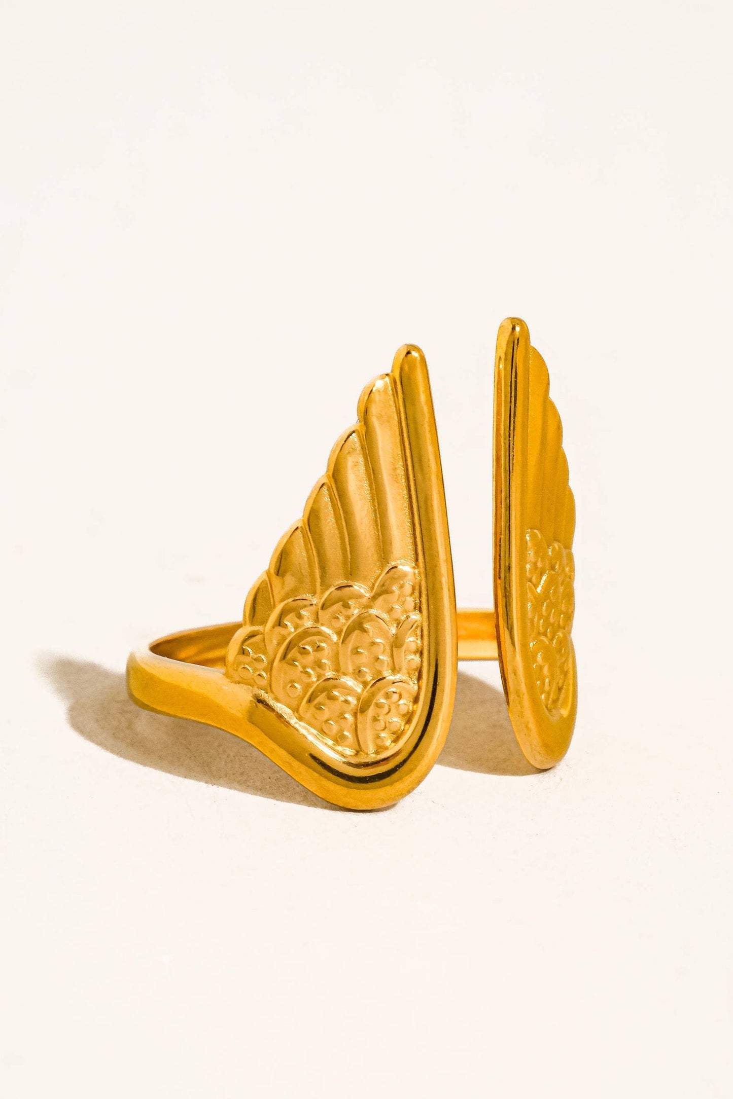 Silvane 18K Gold Plated Stainless Steel Angel Wing Ring, Gold