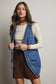 Meet Me There Braided Trim Denim Vest, Blue Haze